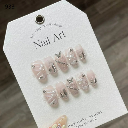 French Rhinestone Press-On Nails